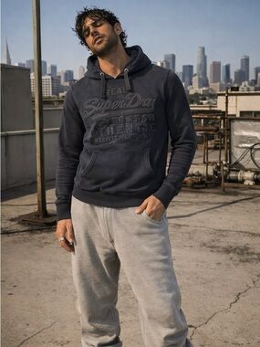 $110 SuperDry Embossed Vintage Logo Hoodie - Size S